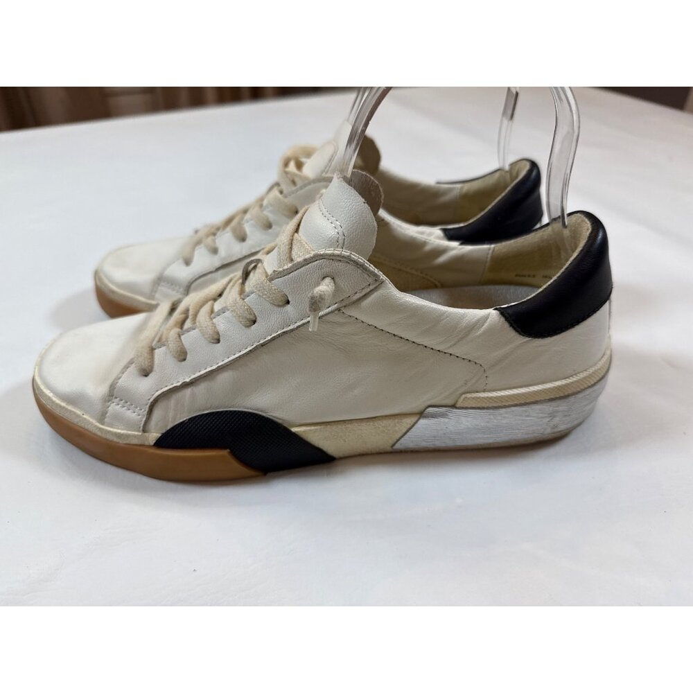 Dolce Vita Womens Leather Sneakers Black White Low Top Lace-Up 8.5